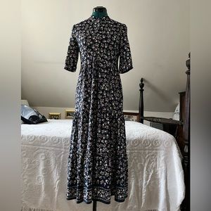 Floral Tiered Navy Dress